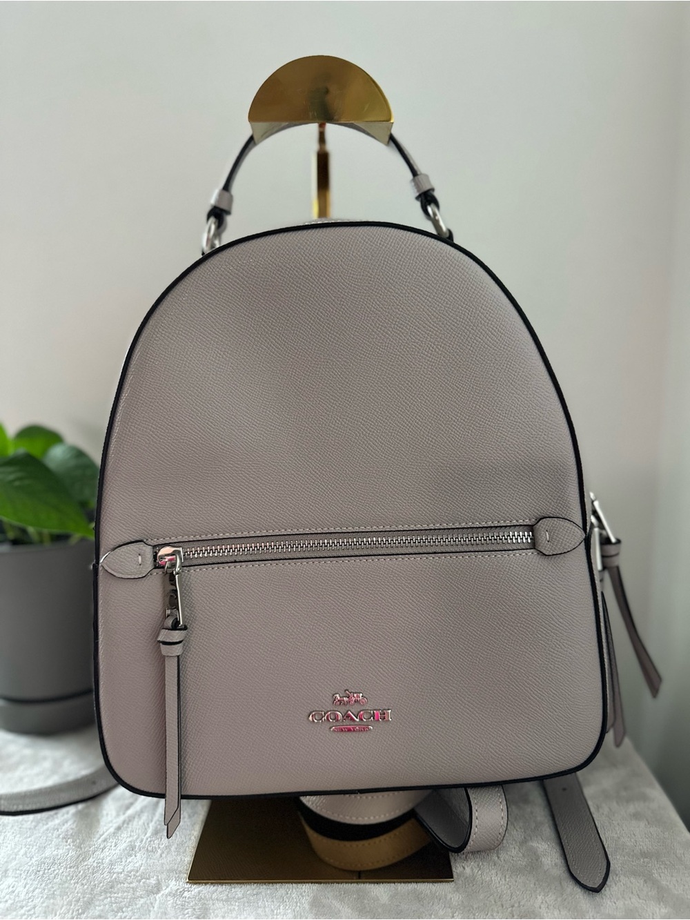 Coach Pebbled Leather Mini Backpack in Taupe Gray